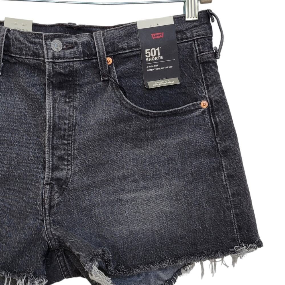 Levi's 501 High Rise Cabo Rise Button Fly Short Black Shorts Women Sz US 31 - Picture 6 of 11